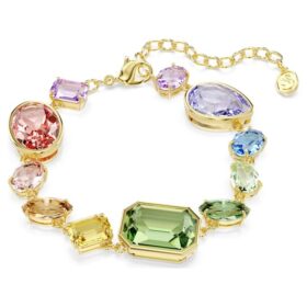 Gema-armbånd med blandede slibninger, flerfarvet, forgyldt Gema-armbånd med blandede slibninger, flerfarvet, forgyldt