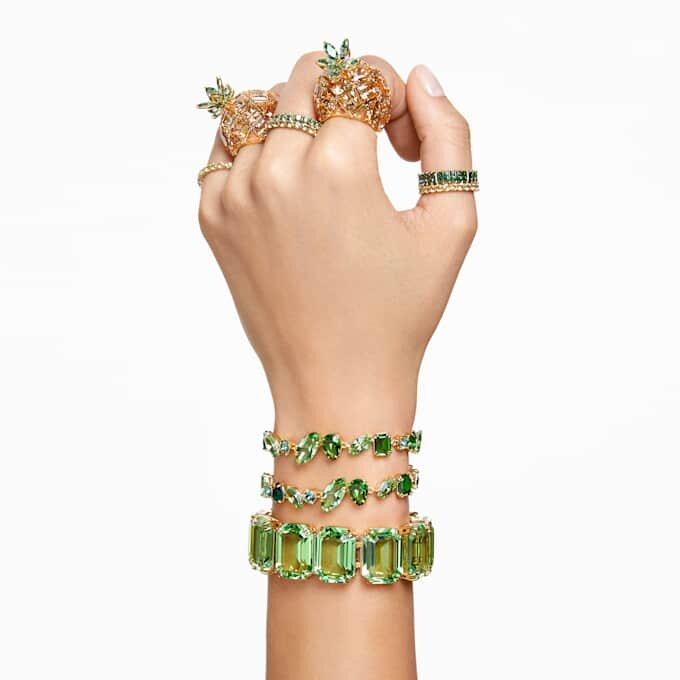 Gema-armbånd med blandede slibninger, grøn, forgyldt Gema-armbånd med blandede slibninger, grøn, forgyldt