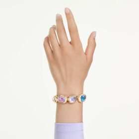 Gema Cuff med store krystaller, blandede slibninger, flerfarvet, forgyldt Gema Cuff med store krystaller, blandede slibninger, flerfarvet, forgyldt