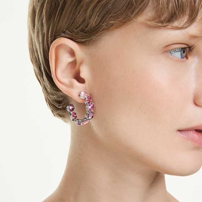 Gema hoop-øreringe, lyserøde, rhodiumbelagte Gema hoop-øreringe, lyserøde, rhodiumbelagte