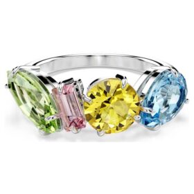 Gema-ring med blandede slibninger, flerfarvet, rhodineret Gema-ring med blandede slibninger, flerfarvet, rhodineret