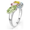 Gema-ring med blandede slibninger, flerfarvet, rhodineret