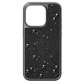 High Smartphone-etui med flade krystaller, iPhone® 15 Pro, sort