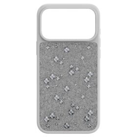 Høj smartphone-etui med flade krystaller, iPhone® 17 Pro Max, sølvfarvet