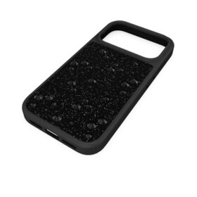 Høj smartphone-etui med flade krystaller, iPhone® 17 Pro, sort