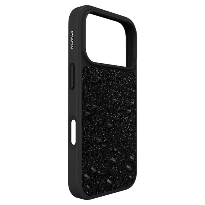 Høj smartphone-etui med flade krystaller, iPhone® 17 Pro, sort Høj smartphone-etui med flade krystaller, iPhone® 17 Pro, sort