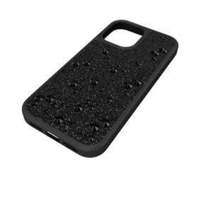 Højt smartphone-cover med flade krystaller, iPhone® 17, sort
