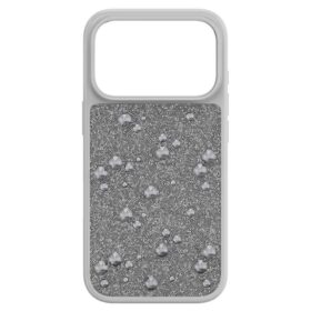 Højt smartphone-etui med flade krystaller, iPhone® 17 Pro, sølvfarvet