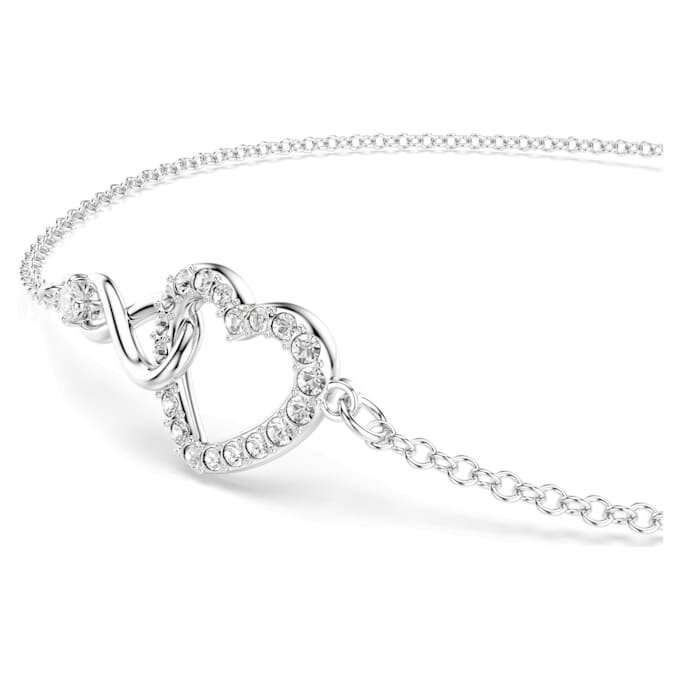 Hyperbola-armbånd med Infinity-tegn og hjerte, hvidt, rhodineret Hyperbola-armbånd med Infinity-tegn og hjerte, hvidt, rhodineret