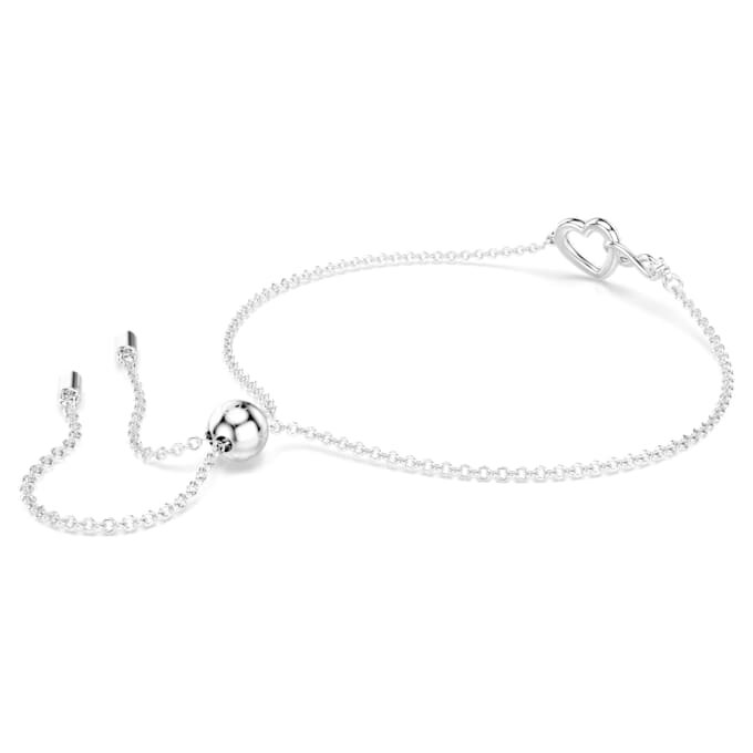 Hyperbola-armbånd med Infinity-tegn og hjerte, hvidt, rhodineret Hyperbola-armbånd med Infinity-tegn og hjerte, hvidt, rhodineret