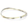 Hyperbola-choker med rundslibede, hvide krystaller og blandet metalfinish Hyperbola-choker med rundslibede, hvide krystaller og blandet metalfinish
