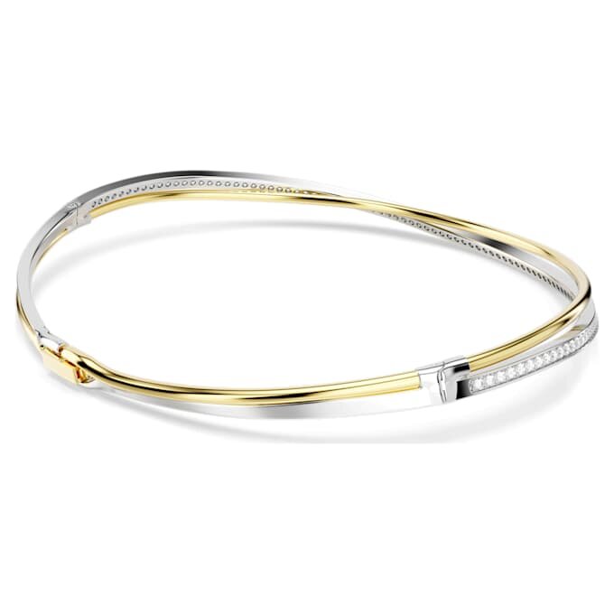 Hyperbola-choker med rundslibede, hvide krystaller og blandet metalfinish Hyperbola-choker med rundslibede, hvide krystaller og blandet metalfinish
