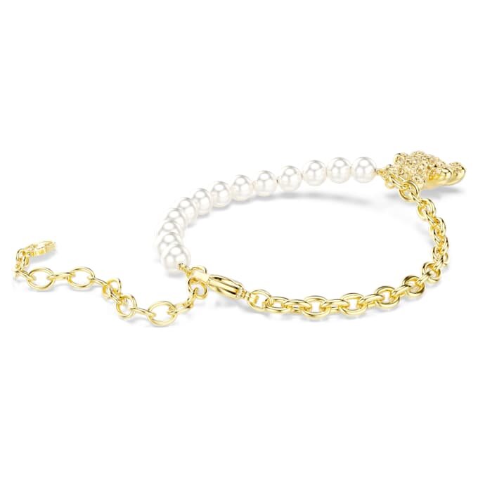 Idyllia-armbånd med krystalperler, rundslibede, bamse, guldfarvet, forgyldt Idyllia-armbånd med krystalperler, rundslibede, bamse, guldfarvet, forgyldt