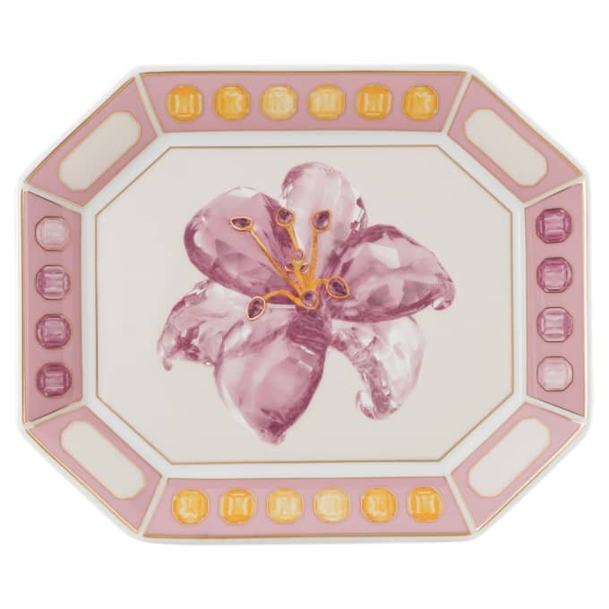 Idyllia-bakke i porcelæn, krystalprint-motiv, blomst, lille, lyserød Idyllia-bakke i porcelæn, krystalprint-motiv, blomst, lille, lyserød