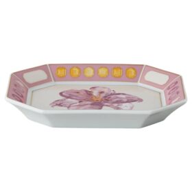 Idyllia-bakke i porcelæn, krystalprint-motiv, blomst, lille, lyserød