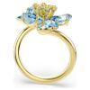 Idyllia åben ring med blandede slibninger, blomst, blå, guldbelagt Idyllia åben ring med blandede slibninger, blomst, blå, guldbelagt