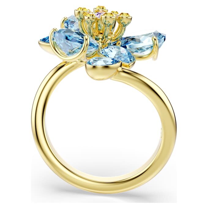 Idyllia åben ring med blandede slibninger, blomst, blå, guldbelagt Idyllia åben ring med blandede slibninger, blomst, blå, guldbelagt