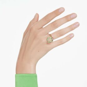 Idyllia åben ring med blandede slibninger, blomst, grøn, guldbelagt Idyllia åben ring med blandede slibninger, blomst, grøn, guldbelagt