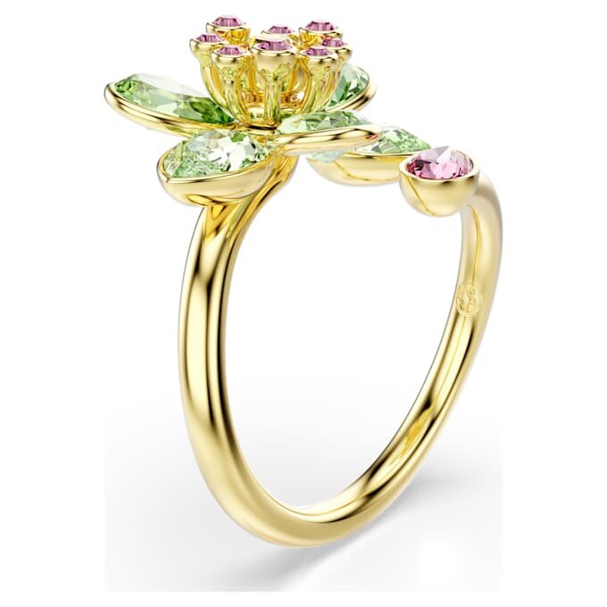 Idyllia åben ring med blandede slibninger, blomst, grøn, guldbelagt Idyllia åben ring med blandede slibninger, blomst, grøn, guldbelagt