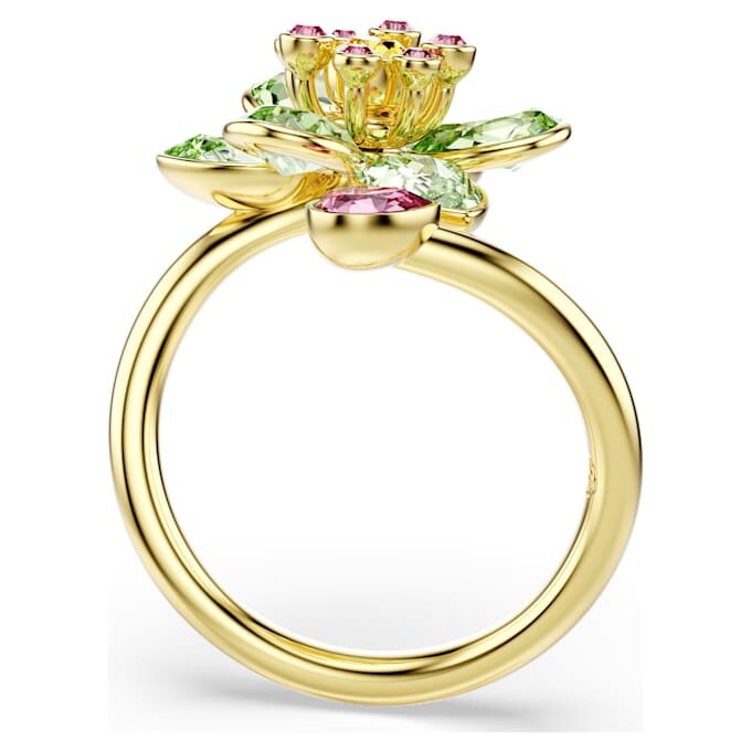 Idyllia åben ring med blandede slibninger, blomst, grøn, guldbelagt Idyllia åben ring med blandede slibninger, blomst, grøn, guldbelagt