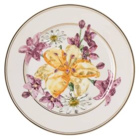Idyllia brødtallerken i porcelæn, krystalprint-motiv, buket, flerfarvet