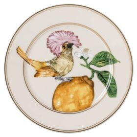 Idyllia brødtallerken i porcelæn, krystalprint-motiv, fluesnapper, flerfarvet