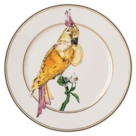 Idyllia brødtallerken i porcelæn, krystalprint-motiv, kakadue, flerfarvet