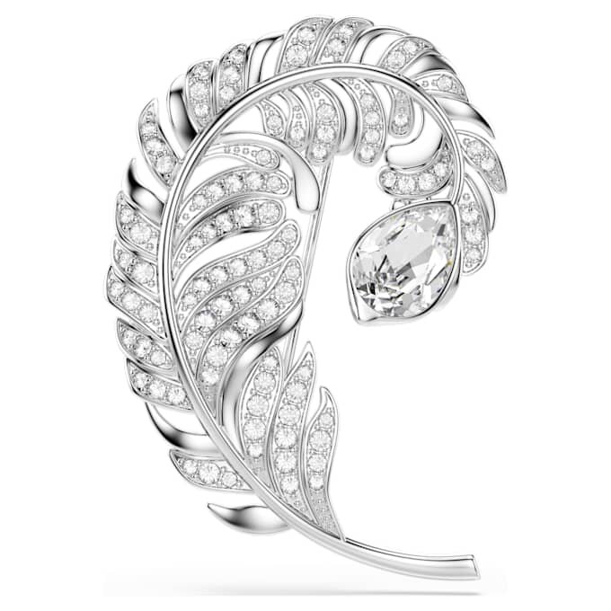 Idyllia-broche med blandede slibninger, fjer, rhodineret Idyllia-broche med blandede slibninger, fjer, rhodineret