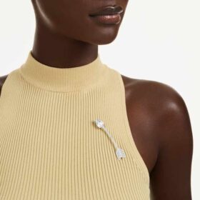 Idyllia-broche med blandede slibninger, pil, hvid, rhodineret