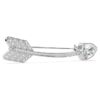 Idyllia-broche med blandede slibninger, pil, hvid, rhodineret