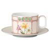 Idyllia Combi-kop med underkop i porcelæn, krystalprint-motiv, buket, flerfarvet