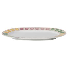 Idyllia-fad i porcelæn, krystalprint-motiv, ædelsten, stort, flerfarvet