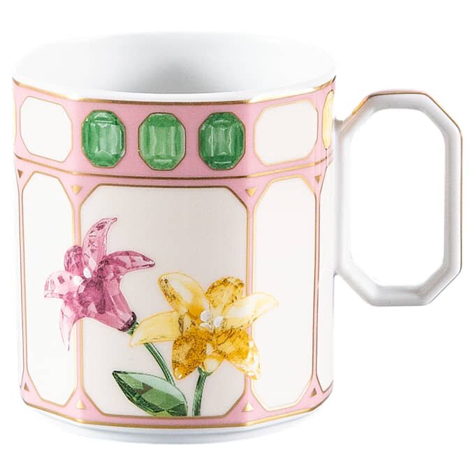 Idyllia kaffekop med underkop i porcelæn, krystalprint-motiv, blomster, flerfarvet Idyllia kaffekop med underkop i porcelæn, krystalprint-motiv, blomster, flerfarvet