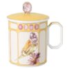 Idyllia-krus i porcelæn, krystalprint-motiv, finker, gul