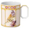 Idyllia-krus i porcelæn, krystalprint-motiv, finker, gul