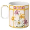 Idyllia-krus i porcelæn, krystalprint-motiv, finker, gul