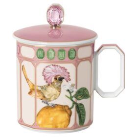 Idyllia-krus i porcelæn, krystalprint-motiv, fluesnapper, lyserød Idyllia-krus i porcelæn, krystalprint-motiv, fluesnapper, lyserød