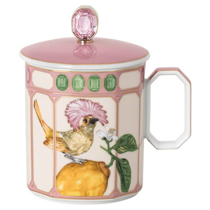 Idyllia-krus i porcelæn, krystalprint-motiv, fluesnapper, lyserød Idyllia-krus i porcelæn, krystalprint-motiv, fluesnapper, lyserød