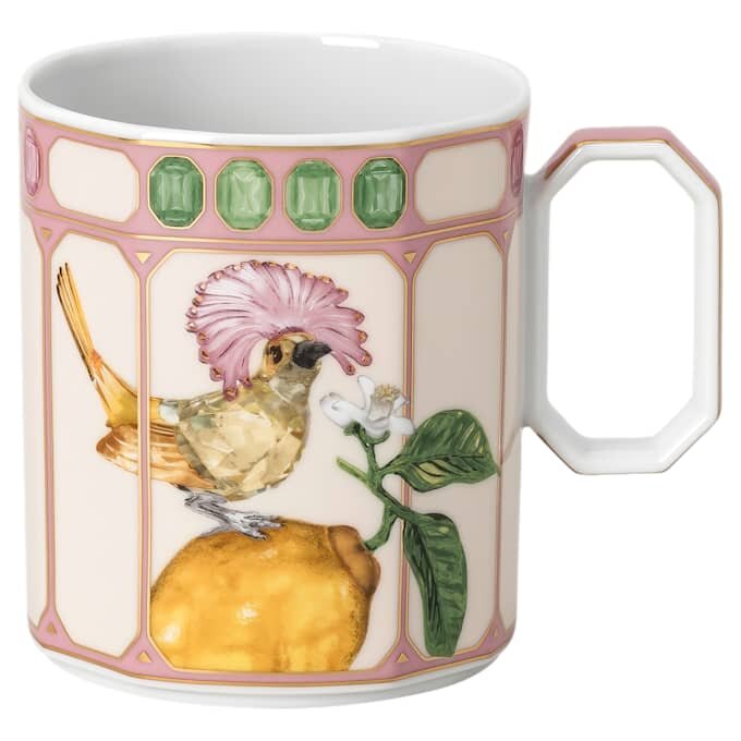 Idyllia-krus i porcelæn, krystalprint-motiv, fluesnapper, lyserød Idyllia-krus i porcelæn, krystalprint-motiv, fluesnapper, lyserød