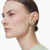 Idyllia ørecuff-sæt (3), asymmetrisk design, blandede slibninger, blomster, flerfarvet, guldbelagt