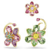Idyllia ørecuff-sæt (3), asymmetrisk design, blandede slibninger, blomster, flerfarvet, guldbelagt