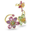 Idyllia ørecuff-sæt (3), asymmetrisk design, blandede slibninger, blomster, flerfarvet, guldbelagt