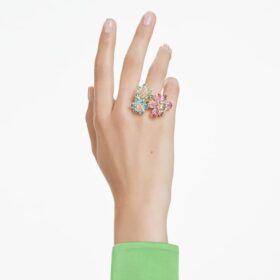 Idyllia-ring med blandede slibninger, blomst, flerfarvet, forgyldt Idyllia-ring med blandede slibninger, blomst, flerfarvet, forgyldt
