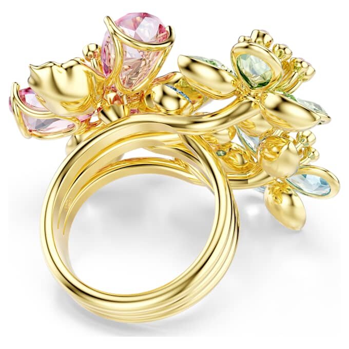 Idyllia-ring med blandede slibninger, blomst, flerfarvet, forgyldt Idyllia-ring med blandede slibninger, blomst, flerfarvet, forgyldt