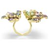 Idyllia-ring med blandede slibninger, pavé, blomst, flerfarvet, guldbelagt Idyllia-ring med blandede slibninger, pavé, blomst, flerfarvet, guldbelagt