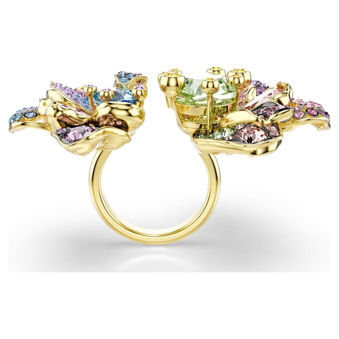 Idyllia-ring med blandede slibninger, pavé, blomst, flerfarvet, guldbelagt Idyllia-ring med blandede slibninger, pavé, blomst, flerfarvet, guldbelagt