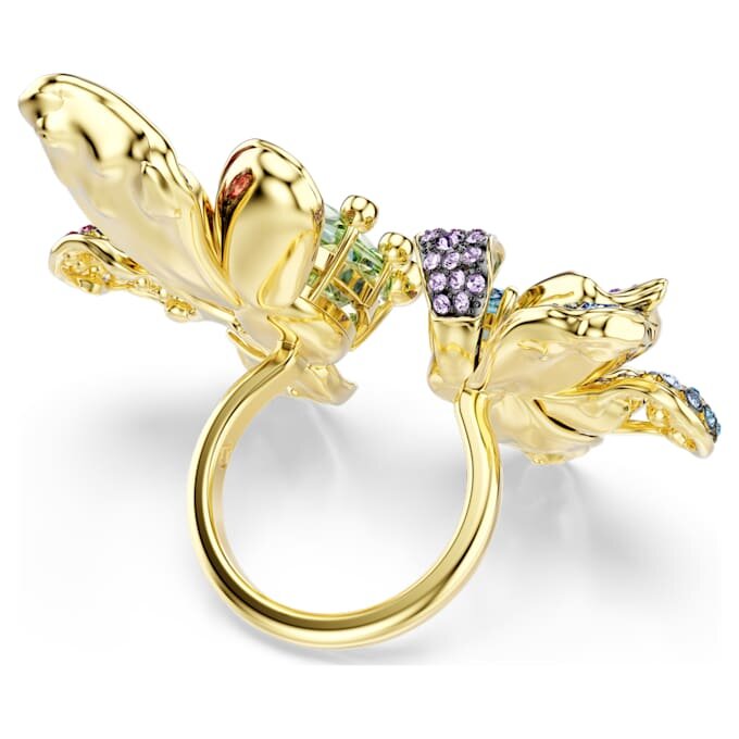 Idyllia-ring med blandede slibninger, pavé, blomst, flerfarvet, guldbelagt Idyllia-ring med blandede slibninger, pavé, blomst, flerfarvet, guldbelagt