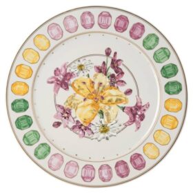 Idyllia serveringsplade i porcelæn, krystalprint-motiv, buket, flerfarvet