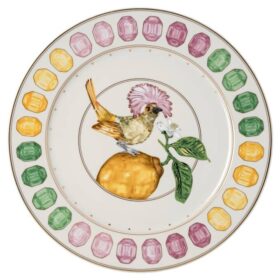 Idyllia serveringsplade i porcelæn, krystalprint-motiv, fluesnapper, flerfarvet