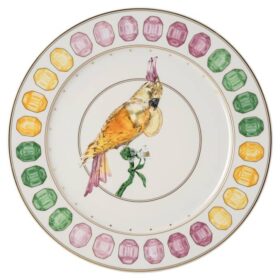Idyllia serveringsplade i porcelæn, krystalprint-motiv, kakadue, flerfarvet